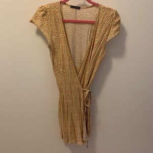 Yellow floral BRANDY MELVILLE wrap summer dress